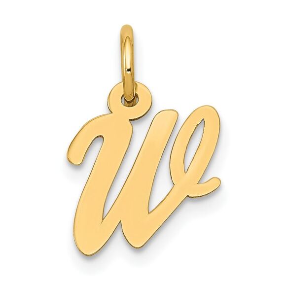 10k Yellow Gold Small Script Initial W Charm - Picture 1 of 4